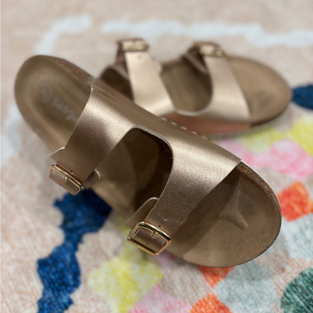 Girls Gold Slide Sandals- Cat & Jack